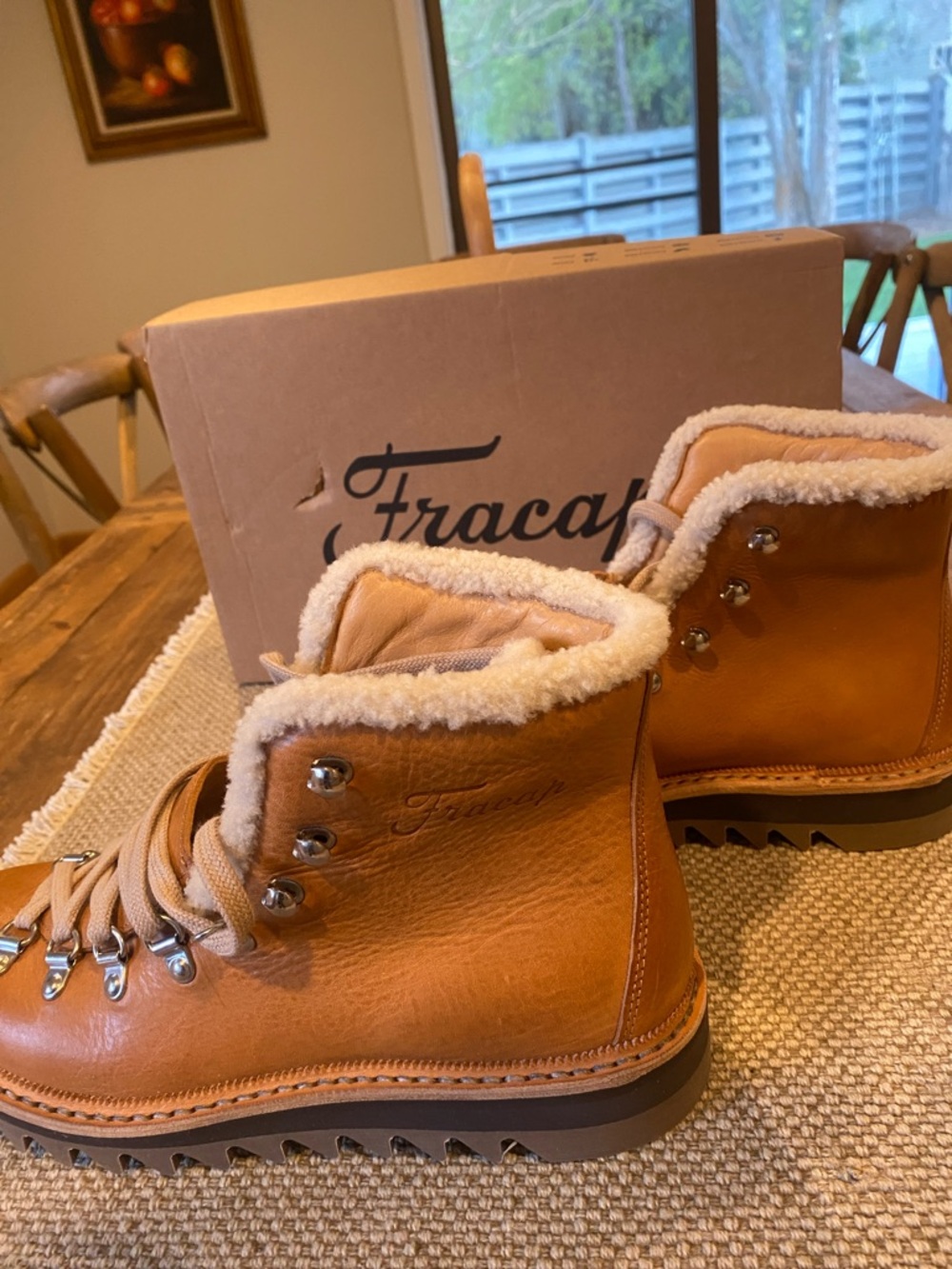 Women's Tan Leather Shearling-Lined Ankle Boots - Picture 2 of 8